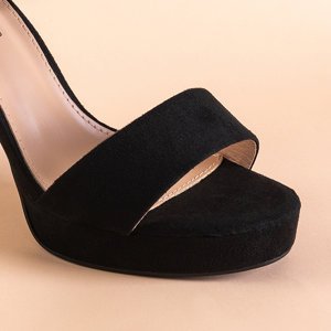Schwarze Damensandalen auf einem höheren Pfosten Korela - Footwear
