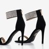 Schwarze Damensandalen auf hohem Absatz mit Zirkonia Klison - Footwear