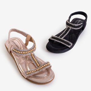 Schwarze Damensandalen mit Alika-Dekoration - Schuhe
