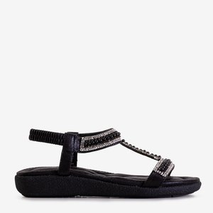 Schwarze Damensandalen mit Alika-Dekoration - Schuhe