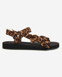 Schwarze Damensandalen mit Streifen mit Leopardenmuster Lilien - Schuhe