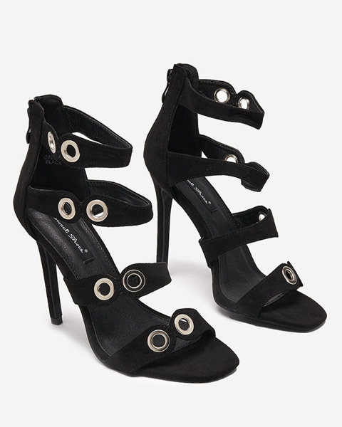 Schwarze Damensandalen mit hohem Absatz und Ösen Pasedi - Footwear