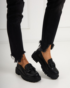 Schwarze Damenschuhe mit Poterila-Dekoration - Schuhe