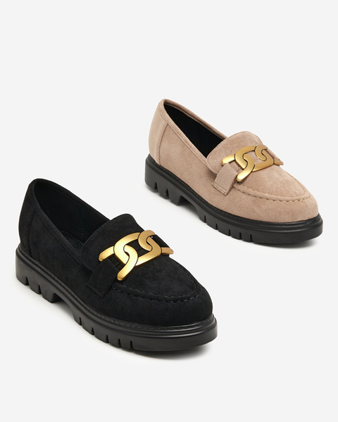 Schwarze Damenschuhe mit goldener Verzierung Mubissa - Schuhe
