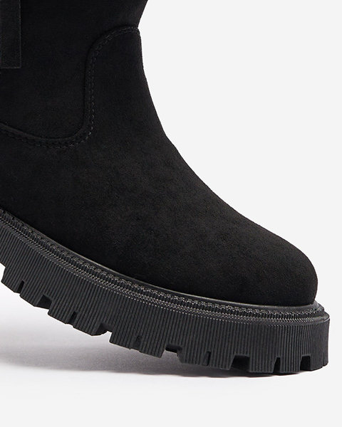 Schwarze Damenstiefel aus Öko-Wildleder mit Pelz Lertipa- Footwear