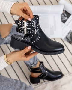 Schwarze Damenstiefel mit Ausschnitten Dlagona- Footwear