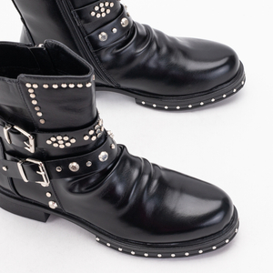 Schwarze Damenstiefel mit Schnallen Gromesta - Schuhe