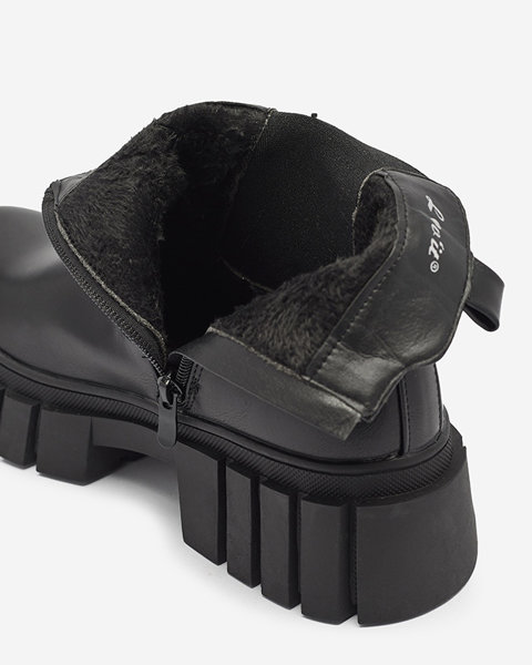 Schwarze Damenstiefel mit dickerer Sohle Olilno- Footwear