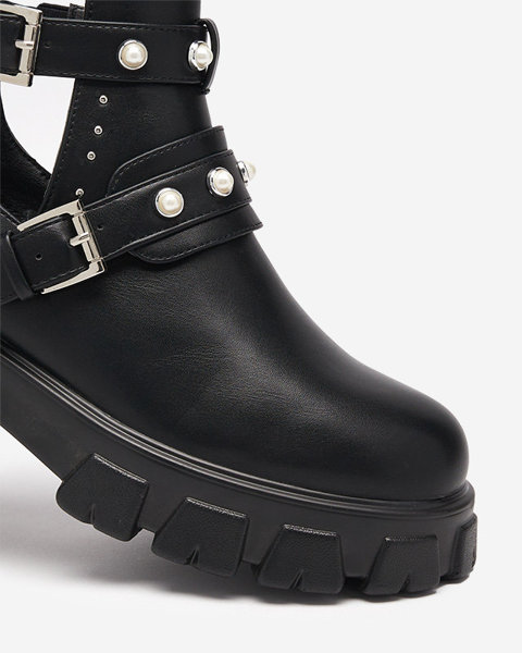 Schwarze Damenstiefel mit fester Sohle Itreff- Footwear
