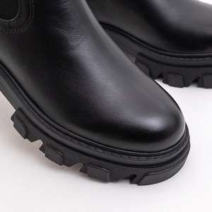 Schwarze Damenstiefel mit flachem Absatz Esta - Schuhe