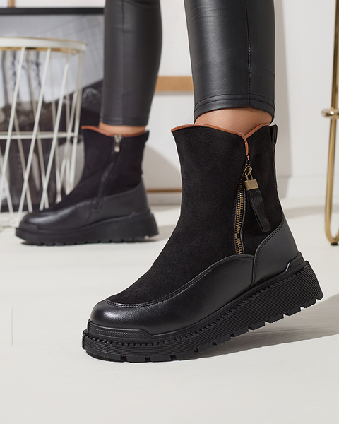 Schwarze Damenstiefel mit flachem Absatz Mefina- Footwear