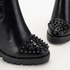 Schwarze Damenstiefelette mit Nieten Landra - Schuhe