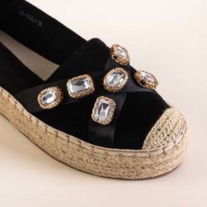 Schwarze Espadrilles für Frauen auf der Plattform mit Erilla-Kristallen - Schuhe