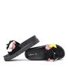 Schwarze Flip-Flops auf der Plattform mit Susana-Blumen - Schuhe 1