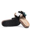 Schwarze Flip-Flops mit dekorativen Blumen Voltuna - Footwear 1