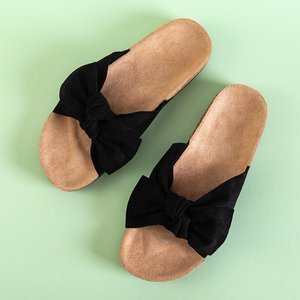Schwarze Frauenschuhe mit Sonne und Spaßschleife - Schuhe