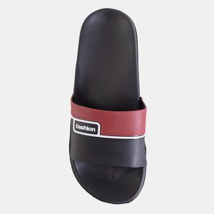 Schwarze Gummipantoffeln mit braunem Gürtel für Herren Maxon - Footwear