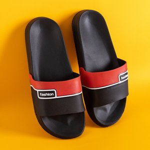 Schwarze Herren-Hausschuhe aus Gummi mit rotem Gürtel Maxon - Footwear