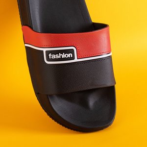Schwarze Herren-Hausschuhe aus Gummi mit rotem Gürtel Maxon - Footwear