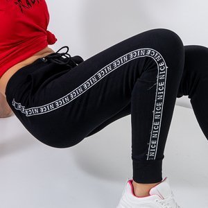 Schwarze Jogginghose für Frauen mit Streifen - Kleidung