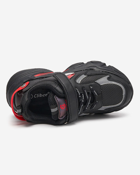 Schwarze Kinderschuhe mit roten Pella-Details - Schuhe