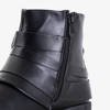 Schwarze Lederstiefel für Damen mit Voe-Schnalle - Schuhe