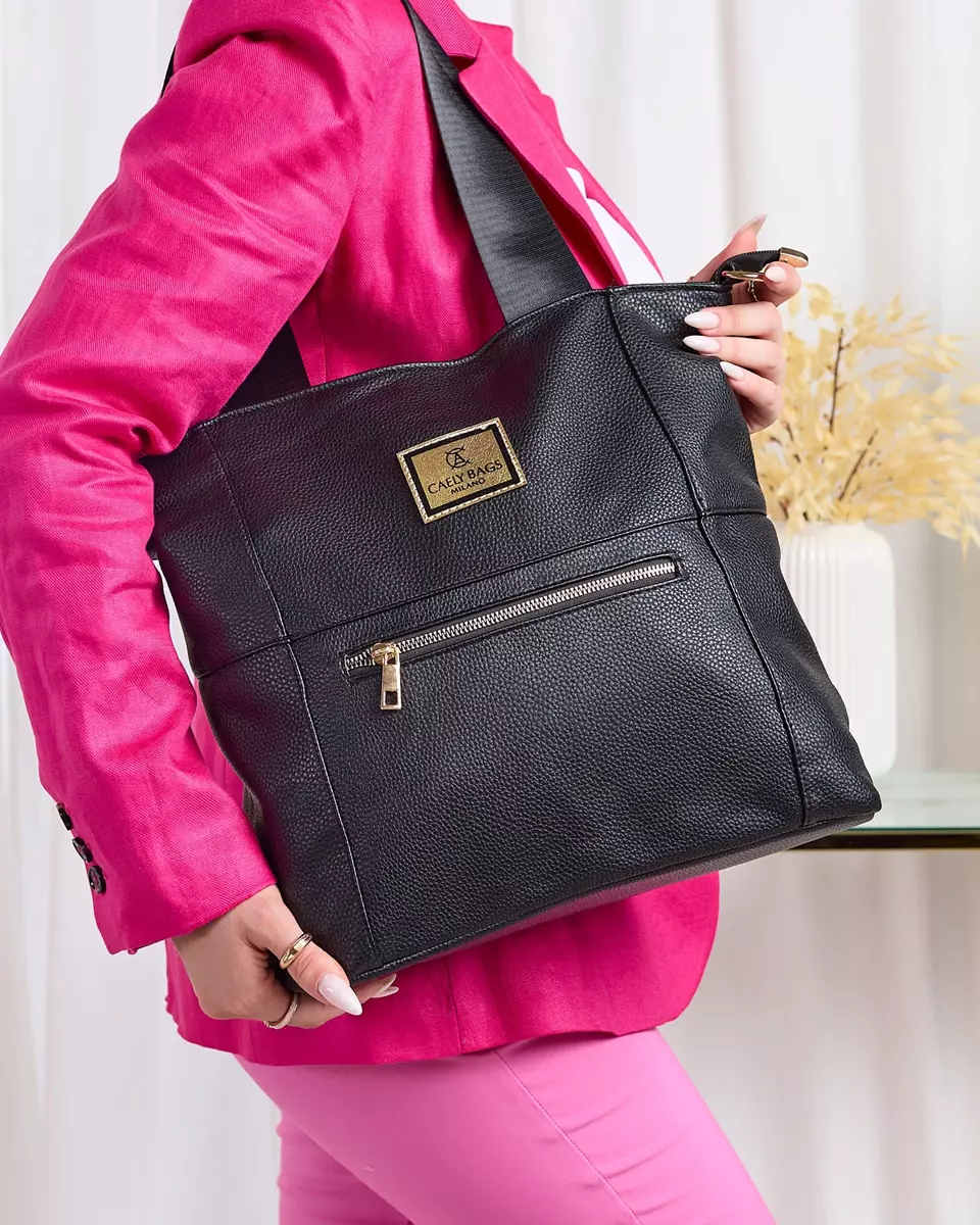 Schwarze Öko-Lederhandtasche für Damen - Accessoires