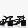 Schwarze Sandalen auf einem Pfosten mit Jasola-Zirkonen - Schuhe