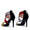 Schwarze Sandalen mit hohen Absätzen und farbigen Maribel-Einsätzen - Schuhe