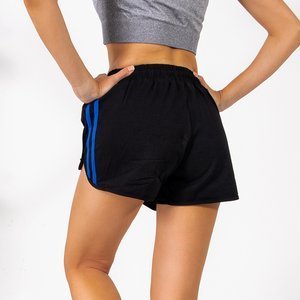 Schwarze Shorts für Damen mit blauen Streifen - Kleidung