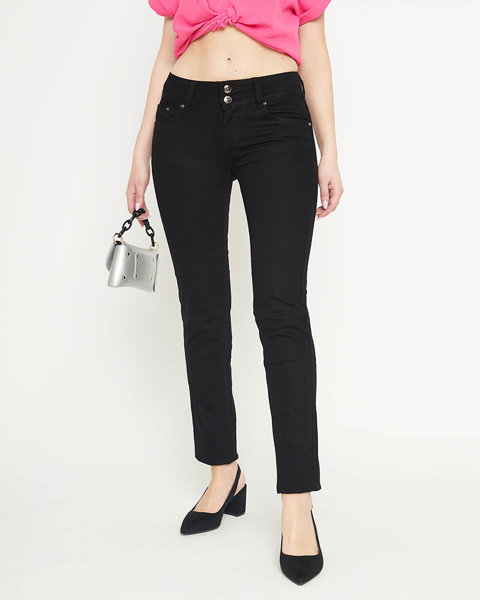 Schwarze Skinny-Jeans mit niedriger Taille für Damen - Kleidung