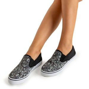 Schwarze Slip-On-Sneakers mit farbigen Prilola-Einsätzen - Schuhe