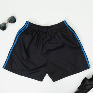 Schwarze Sportshorts für Herren mit kobaltblauen Einsätzen - Kleidung