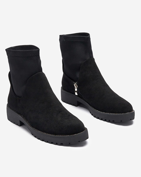 Schwarze Stiefeletten aus Öko-Wildleder mit dekorativem Isanti-Obermaterial - Schuhe