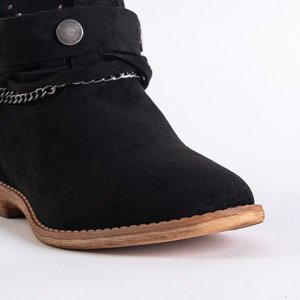 Schwarze Stiefeletten mit flachem Absatz mit Verzierungen Fanniv- Footwear