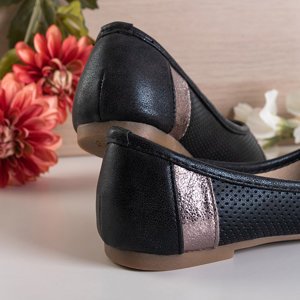 Schwarze durchbrochene Ballerinas für Kinder Arleta - Schuhe