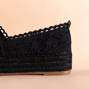 Schwarze durchbrochene Espadrilles für Frauen auf der Abra-Plattform - Schuhe