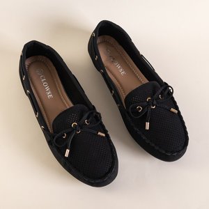 Schwarze durchbrochene Slipper für Frauen mit Donatela-Schleife - Schuhe