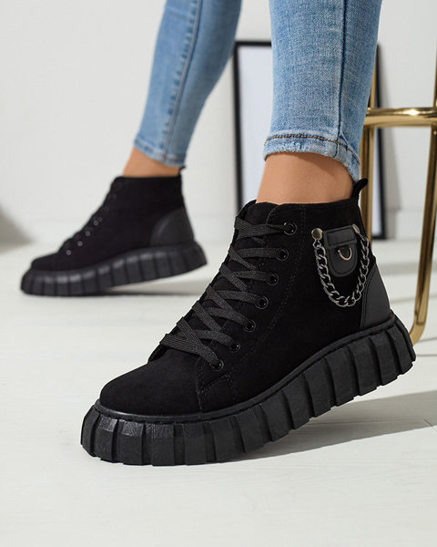 Schwarzer Damen-Schnürstiefel mit Verzierungen Tamti - Schuhe