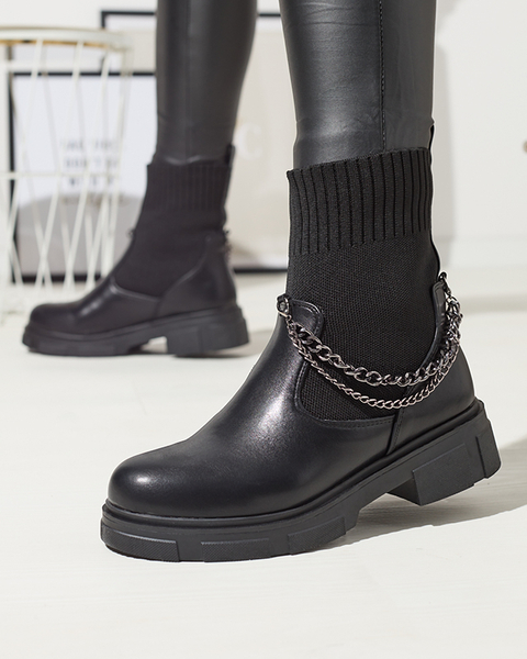 Schwarzer Damenstiefel mit Schaft a'la sock Foldaf- Footwear
