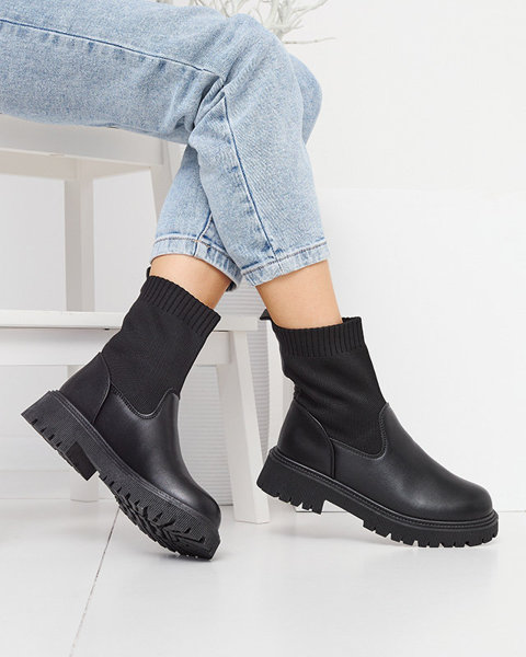 Schwarzer Damenstiefel mit eingenähter Socke Wanddy- Footwear