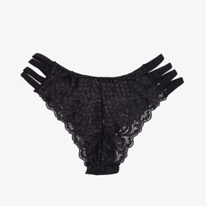Schwarzer Spitzen-BH-Slip für Damen mit Trägern - Unterwäsche