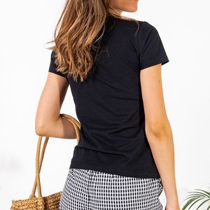 Schwarzes Baumwoll-T-Shirt für Damen - Kleidung