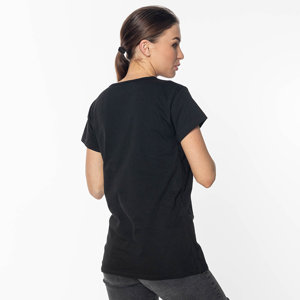 Schwarzes bedrucktes Damen-T-Shirt - Kleidung