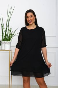 Schwarzes luftiges Damenkleid PLUS GRÖSSE - Kleidung