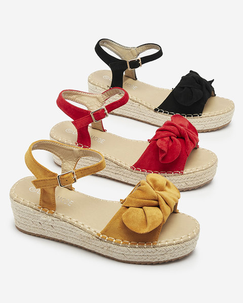 Senffarbene Damen-Sandalen mit Schleife Mosinta - Schuhe