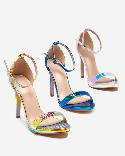 Silberfarbene holografische Damensandalen mit hohem Absatz Fasiro - Footwear