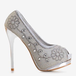 Silberglänzende Damen-High Heels mit Zirkonia Penina - Schuhe