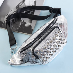 Silberne Damen-Gürteltasche mit Cubic Zirkonia - Handtaschen