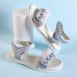 Silberne Kindersandalen mit Gufal-Ornamenten - Schuhe